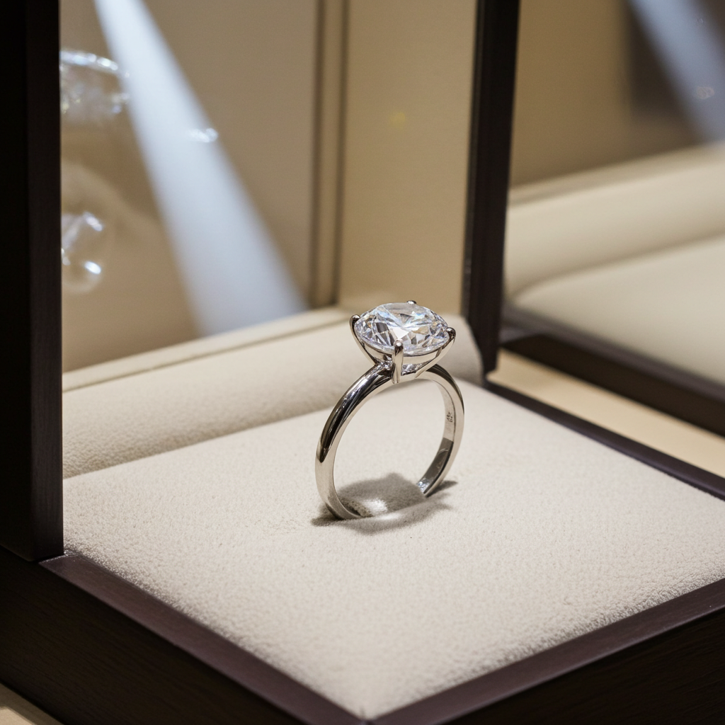 Anello solitario in oro bianco 18k e diamante naturale da 2.02 ct.  D IF