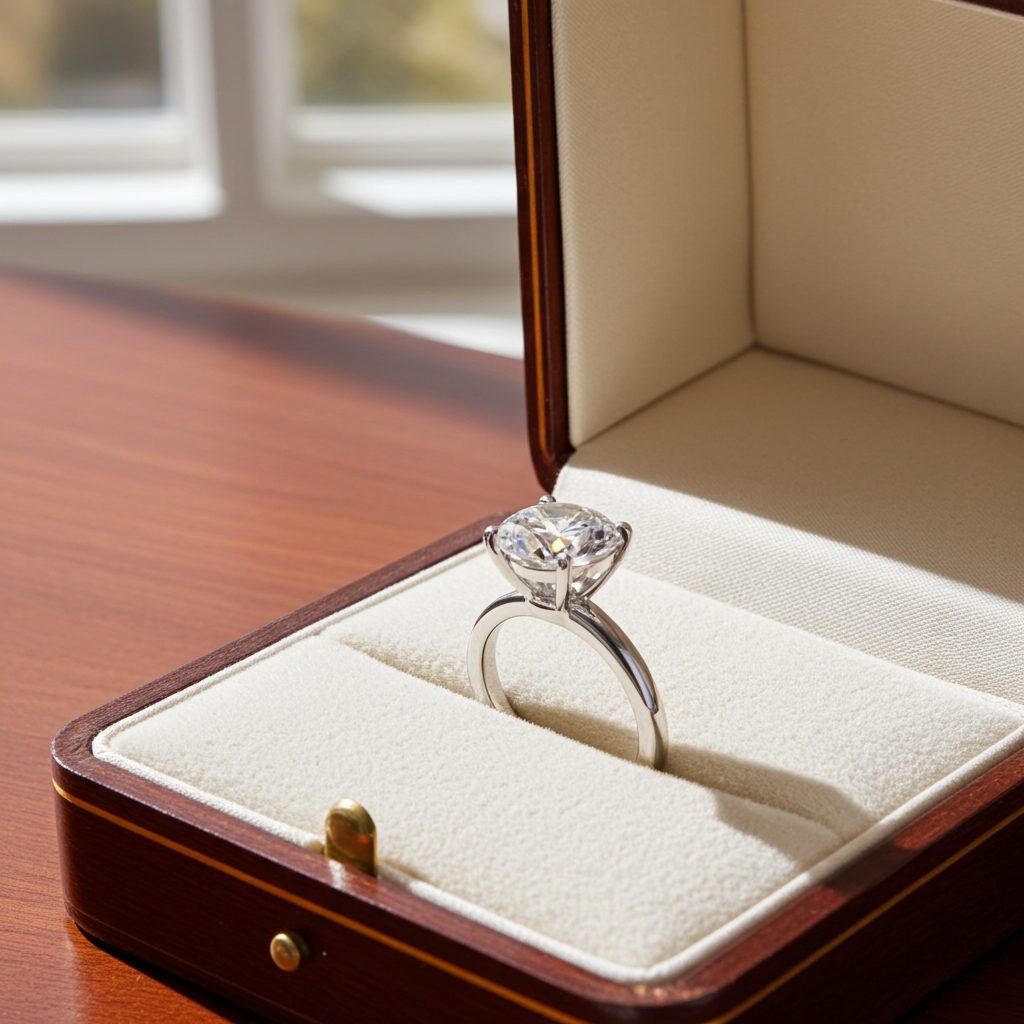 Anello solitario in oro bianco 18k e diamante naturale da 2.02 ct.  D IF